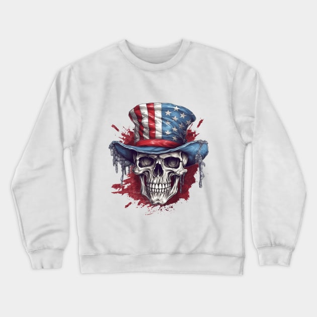 Independence Day Patriotic Skull Crewneck Sweatshirt by FlawlessSeams